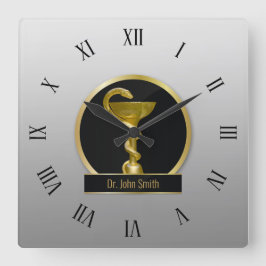 Gold Professional Hygieia Medical Bowl Naam Vierkante Klok