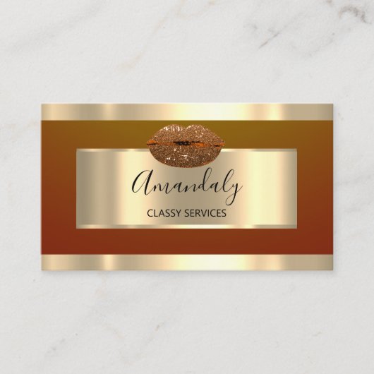 Gold Professional Makeup Artist Glitter Kiss Lips Visitekaartje (Voorkant)