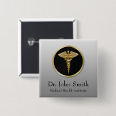 Gold Professional Medical Caduceus - Button (Voorkant /achterkant)