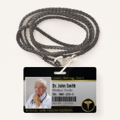 Gold Professional Medical Caduceus Foto ID Badge (Voorkant met draagriem)