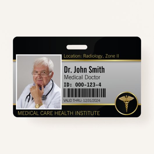 Gold Professional Medical Caduceus Foto ID Badge (Voorkant)