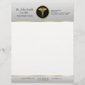 Gold Professional Medical Caduceus - Letterhead Briefhoofd Sjabloon (Voorkant)