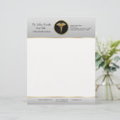 Gold Professional Medical Caduceus - Letterhead Briefhoofd Sjabloon (Staand voorkant)