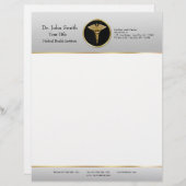 Gold Professional Medical Caduceus - Letterhead Briefhoofd Sjabloon (Voorkant / Achterkant)