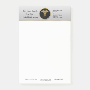 Gold Professional Medical Caduceus Post-it® notes