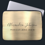 Gold Professional Metallic Monogram Business Laptop Sleeve<br><div class="desc">Modern Gold Girly make up and Hair Beauty Salon Faux Metallic Stainless Elegant Monogram Promotional Laptop Bag of Sleeve Promotional (Promo) Hoesje. Dit klasseprofessionele zakelijke computerhoesje kan worden aangepast om uw monogrammed naam van de scripthandtekening en het vak of de positie van de functitel te bevatten.</div>