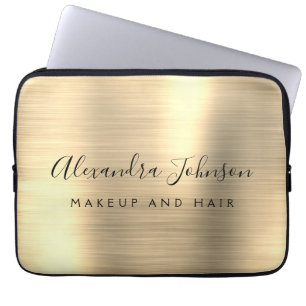 Gold Professional Metallic Monogram Business Laptop Sleeve