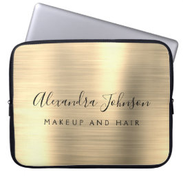Gold Professional Metallic Monogram Business Laptop Sleeve