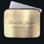 Gold Professional Metallic Monogram Business Laptop Sleeve<br><div class="desc">Modern Gold Girly make up and Hair Beauty Salon Faux Metallic Stainless Elegant Monogram Promotional Laptop Bag of Sleeve Promotional (Promo) Hoesje. Dit klasseprofessionele zakelijke computerhoesje kan worden aangepast om uw monogrammed naam van de scripthandtekening en het vak of de positie van de functitel te bevatten.</div>