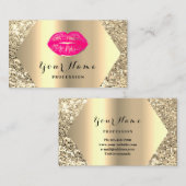Gold Professional Permanent Makeup Artist Pink Visitekaartje (Voorkant / Achterkant)