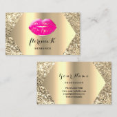 Gold Professional Permanent Makeup Artist Pink Visitekaartje (Voorkant / Achterkant)