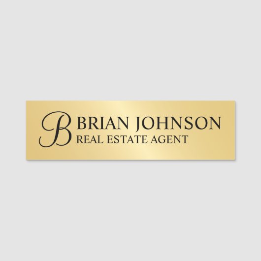 Gold Professional - persoonlijk monogram en naam Naamplaatje (Voorkant)
