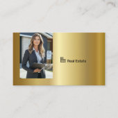 Gold Professional Real Estate Agent Photo QR Code Visitekaartje (Voorkant)