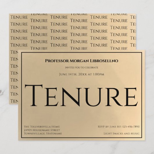 Gold Professor Tenure Party - Uitnodiging (Voorkant / Achterkant)