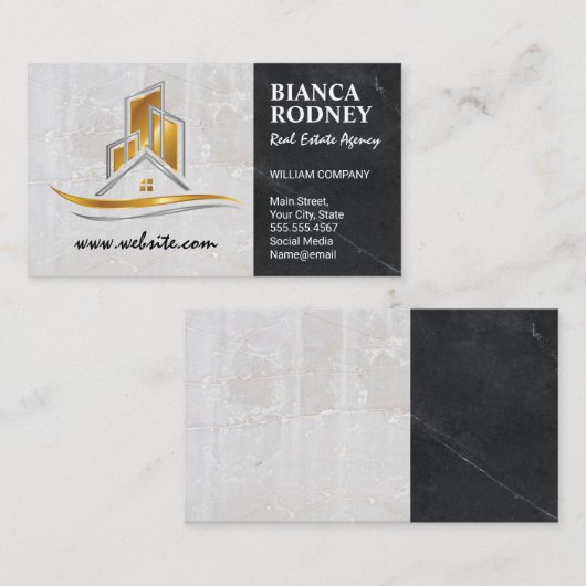 Gold Properties Logo | Marmer Visitekaartje (Voorkant / Achterkant)