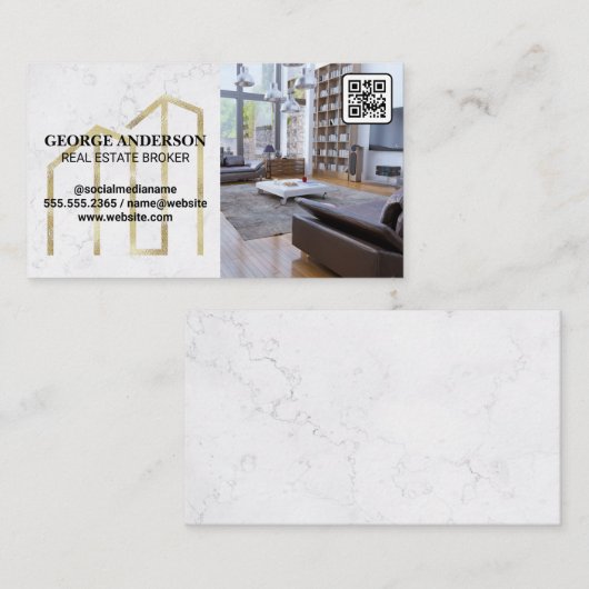 Gold Property Logo | Leefruimte | QR-streepjescode Visitekaartje (Voorkant / Achterkant)