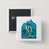 Gold Prospector Miner Pan Retro Vierkante Button 5,1 Cm (Voorkant /achterkant)