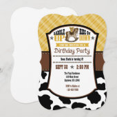Gold Pset Koeienhuid Cowboy Birthday Invite Kaart (Voorkant / Achterkant)