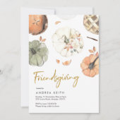 Gold Pumpkin Friendsgiving Dinner Invitation Kaart (Voorkant)