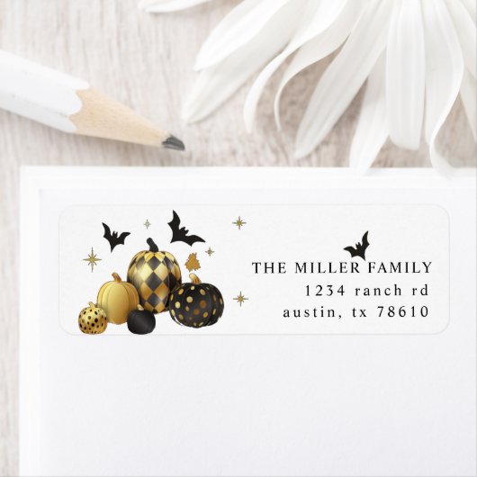 Gold Pumpkin Halloween Return Address Label (Insitu)