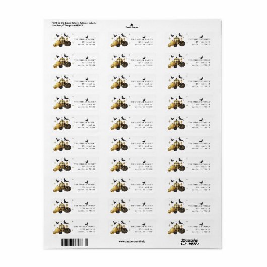 Gold Pumpkin Halloween Return Address Label (Full Sheet)