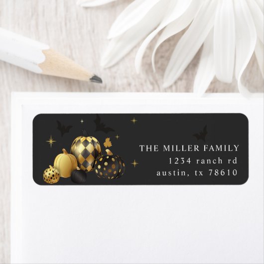 Gold Pumpkin Halloween Return Address Label (Insitu)