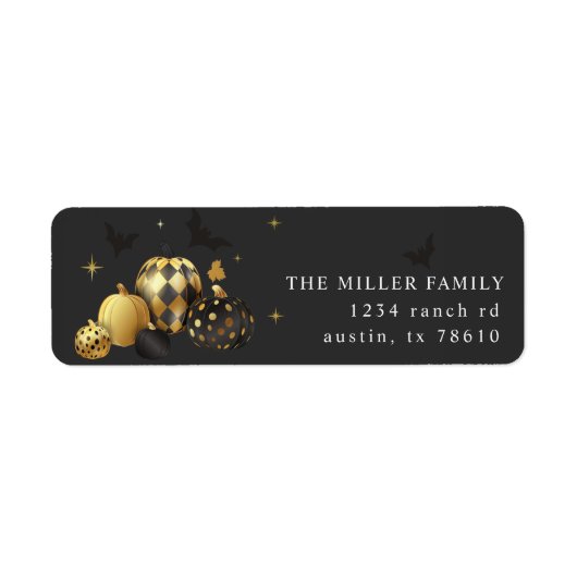 Gold Pumpkin Halloween Return Address Label (Voorkant)