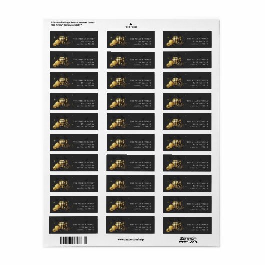 Gold Pumpkin Halloween Return Address Label (Full Sheet)