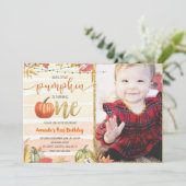 Gold Pumpkin Herfst Oranje eerste verjaardag Kaart (Staand voorkant)