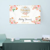 Gold Pumpkin Herfst Roze Floral Baby shower Achter Spandoek (Beurs)