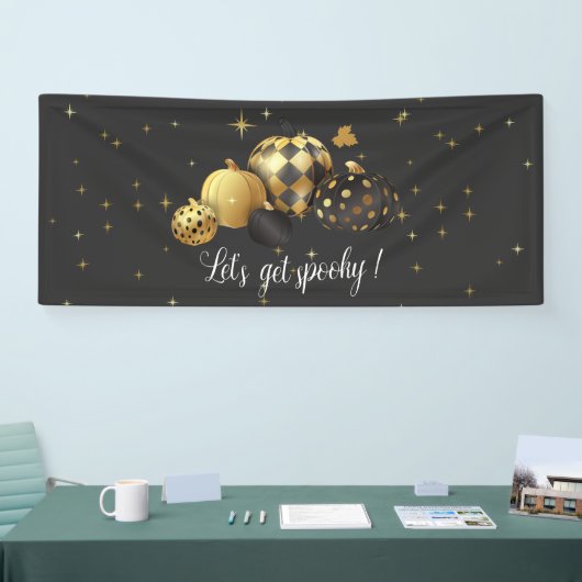 Gold Pumpkin Laten we Spooky Halloween Banner hale (Beurs)