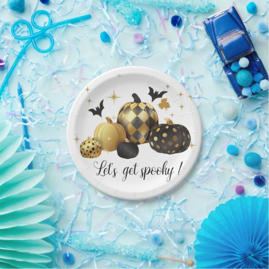 Gold Pumpkin Laten we Spooky Halloween halen Papieren Bordje (Feest)