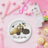 Gold Pumpkin Laten we Spooky Halloween halen Papieren Bordje (Feest)