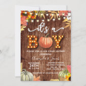 Gold Pumpkin Rustic Het is een Baby shower van een Kaart (Voorkant)