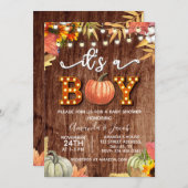 Gold Pumpkin Rustic Het is een Baby shower van een Kaart (Voorkant / Achterkant)