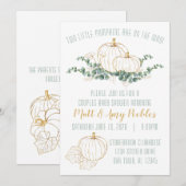 Gold Pumpkin TWIN Baby shower Uitnodigen Kaart (Voorkant / Achterkant)