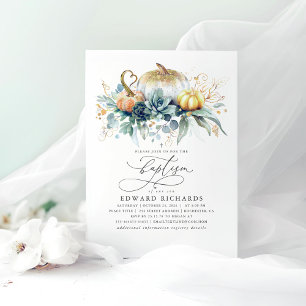 Gold Pumpkins and Succulents Greenery Herfst Bapti Kaart