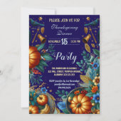 Gold Pumpkins Botanische Thanksgiving Dinner Party Kaart (Voorkant)