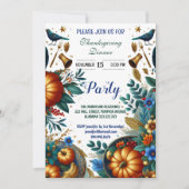 Gold Pumpkins Botanische Thanksgiving Dinner Party Kaart (Voorkant)