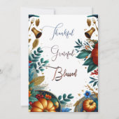 Gold Pumpkins Botanische Thanksgiving Dinner Party Kaart (Achterkant)