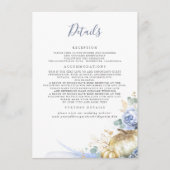 Gold Pumpkins Dusty Blue Floral Wedding Details Informatiekaartje (Voorkant)