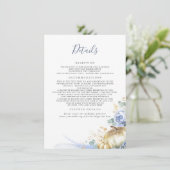 Gold Pumpkins Dusty Blue Floral Wedding Details Informatiekaartje (Staand voorkant)