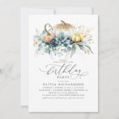 Gold Pumpkins Succulents Greenery Herfst Birthday Kaart (Voorkant)