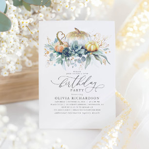 Gold Pumpkins Succulents Greenery Herfst Birthday Kaart