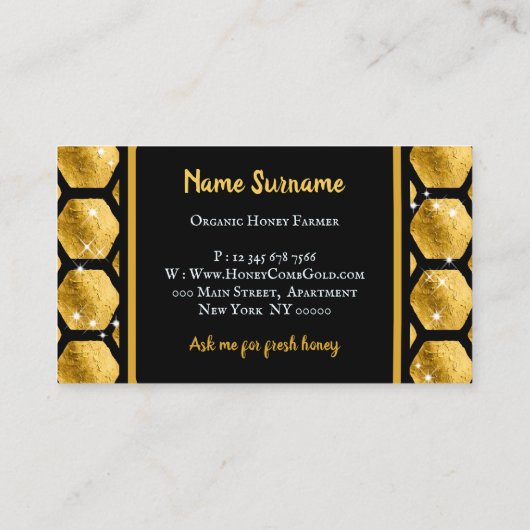 Gold Pureraw Boerderij Glitz Honeycomb Visitekaartje (Achterkant)