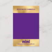 Gold Purple Luxury Earring Display Business Card Visitekaartje (Achterkant)