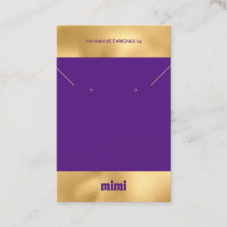Gold Purple Luxury Earring Display  Business Card Visitekaartje