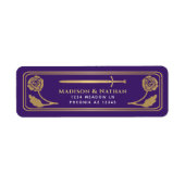 Gold Purple Medieval Fantasy Sword Wedding Label (Voorkant)