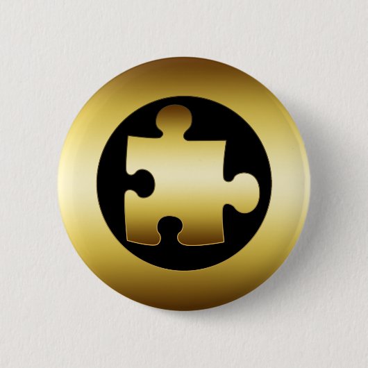 GOLD PUZZLE PIECE RONDE BUTTON 5,7 CM (Voorkant)
