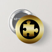 GOLD PUZZLE PIECE RONDE BUTTON 5,7 CM (Voorkant /achterkant)